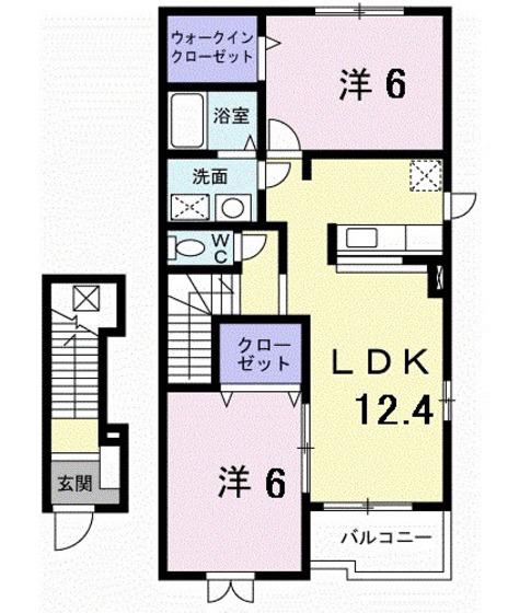 アプリコットB(2LDK/2階)の間取り写真