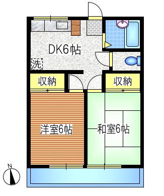 ハイツ東台(2DK/2階)の間取り写真
