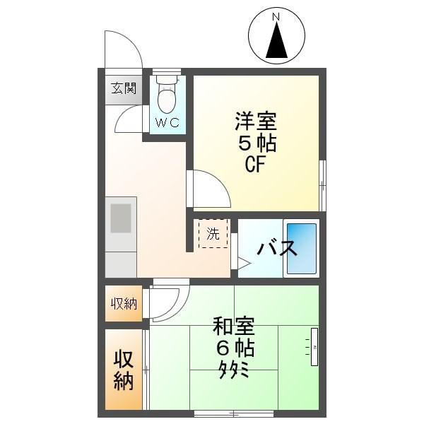 ソフィア新田(2K/2階)の間取り写真