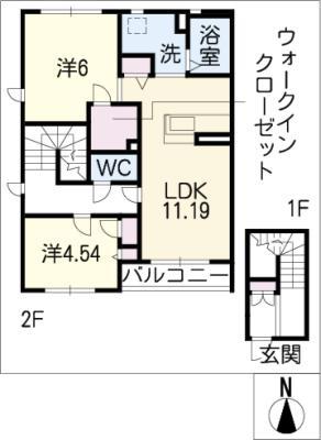 チェリーロード稲熊(2LDK/2階)の間取り写真