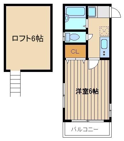 アイランドコロニー(1K/2階)の間取り写真