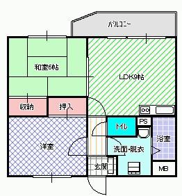 シャトー忍ヶ丘(2LDK/2階)の間取り写真