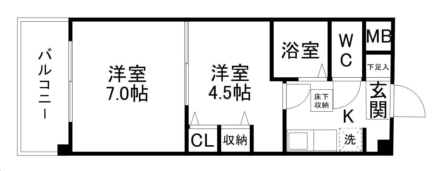 上杉五番館(1DK/7階)の間取り写真