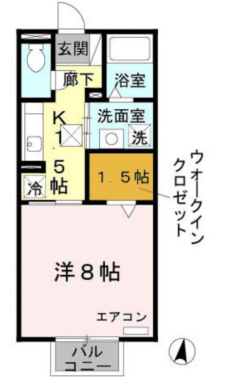 ジェントル阿成(1K/1階)の間取り写真