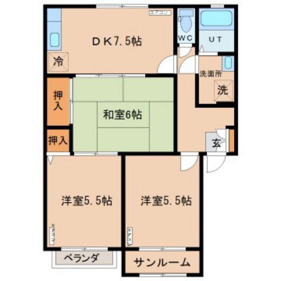 サンガーデン大泉(3DK/1階)の間取り写真