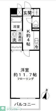 トレーフル(1K/1階)の間取り写真