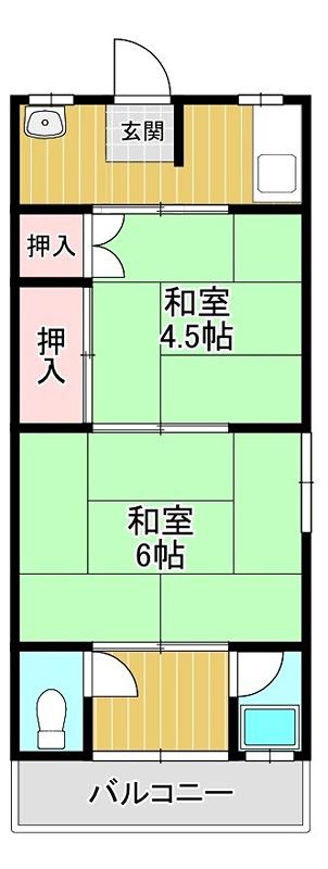 松井荘(2K/1階)の間取り写真