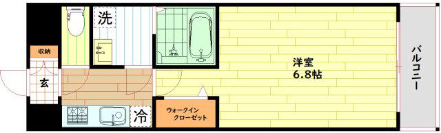 レジュールアッシュ桜ノ宮リバーテラス(1K/1階)の間取り写真