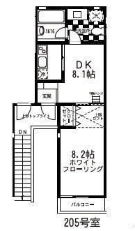 シャトルオオクラヤマ(1DK/2階)の間取り写真