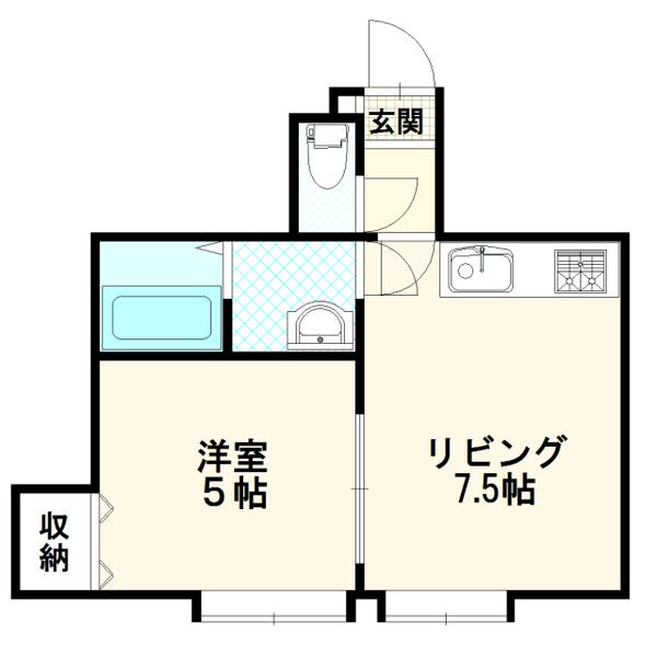 アールズコート(1DK/2階)の間取り写真