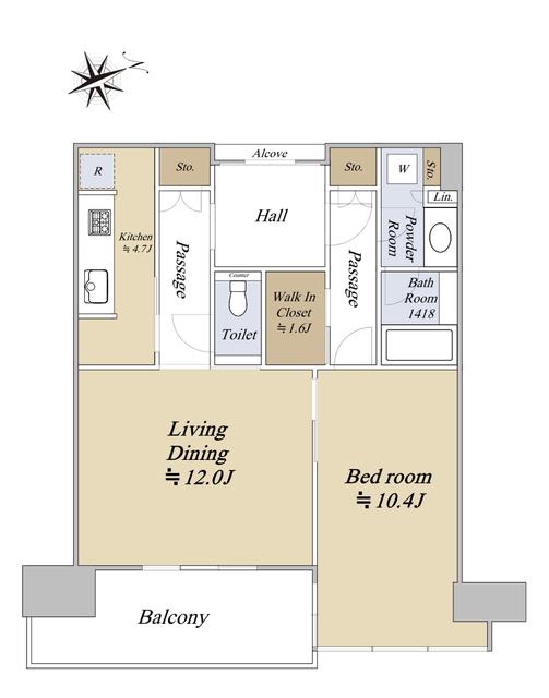 グラングリーン大阪 THE ノース RESIDENCE(1LDK/37階)の間取り写真