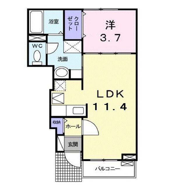 サン・フィオーレ(1LDK/1階)の間取り写真
