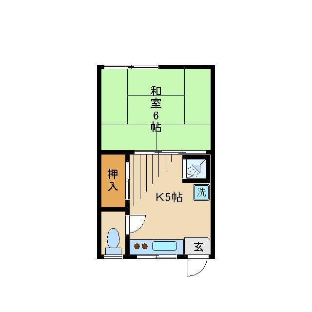 南風荘(1K/2階)の間取り写真