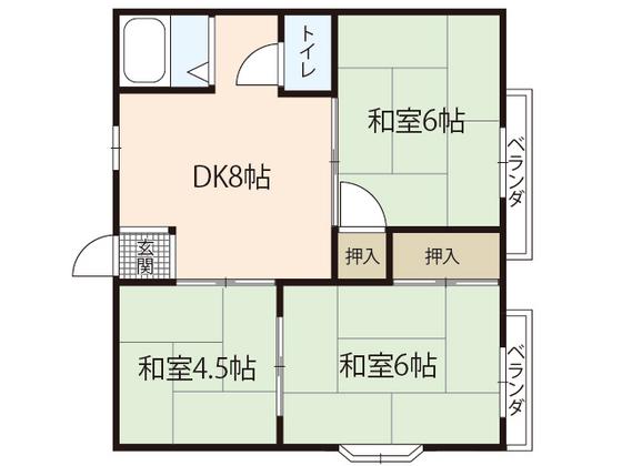 グランデュール土井(3DK/2階)の間取り写真