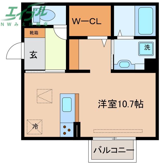 ディーシャンブル別名B(ワンルーム/1階)の間取り写真