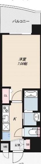 LUXE大阪城南(1K/2階)の間取り写真