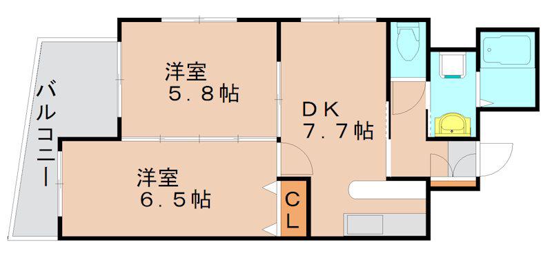 第8マルヤビル筥松(2DK/2階)の間取り写真