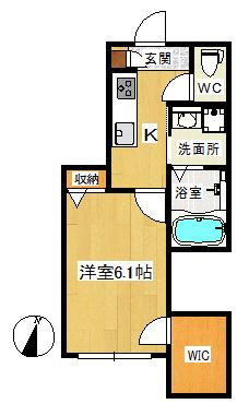 クレセール(1K/1階)の間取り写真