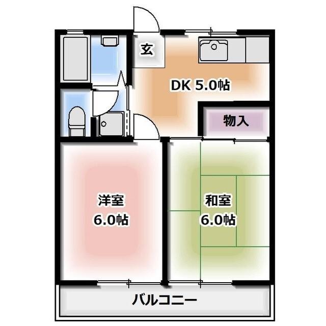 コーポカワムラ(2K/2階)の間取り写真