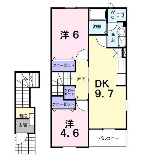 ソルパラーシオ(2DK/2階)の間取り写真