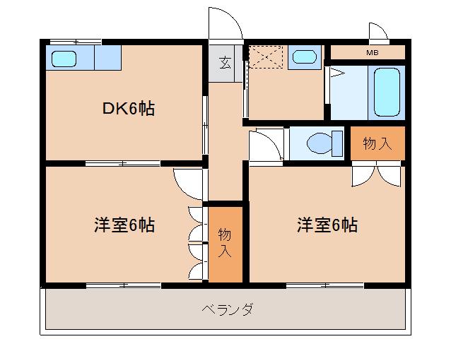 桜ステージ(2DK/1階)の間取り写真