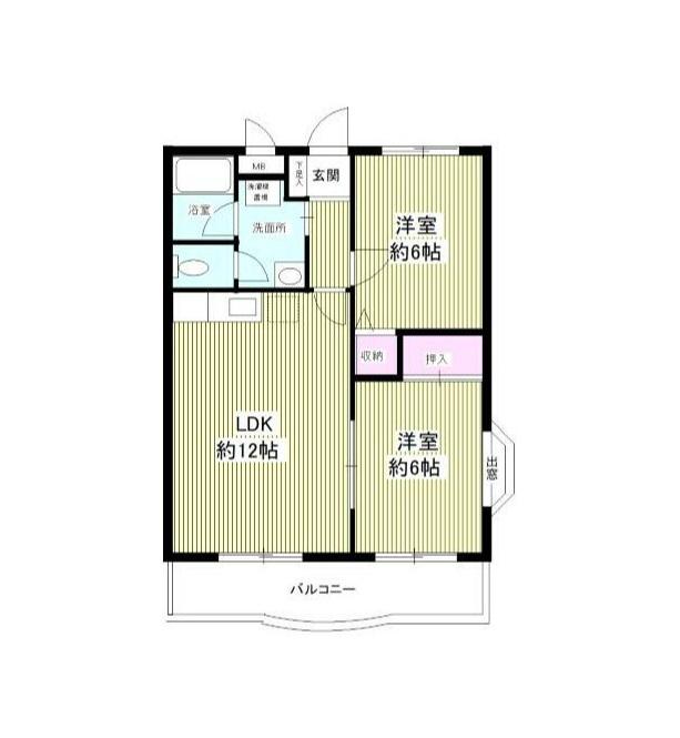 ベルレージュ南柏(2LDK/1階)の間取り写真