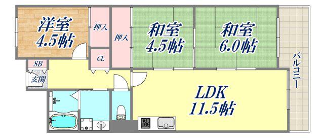 コープ野村宝塚(3LDK/7階)の間取り写真