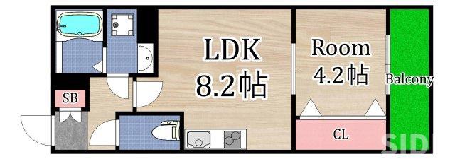 アート都島毛馬(1LDK/1階)の間取り写真