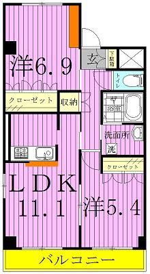 HIMMEL BLAヒンメル ブロー(2LDK/2階)の間取り写真