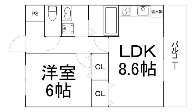 グレースフルレジデンス阿倍野(1LDK/3階)の間取り写真
