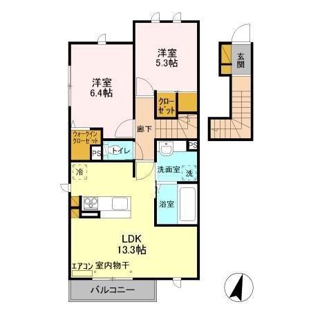 アピオン II(2LDK/2階)の間取り写真