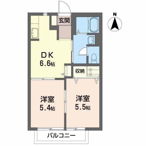 すずちくハイツ(2DK/1階)の間取り写真