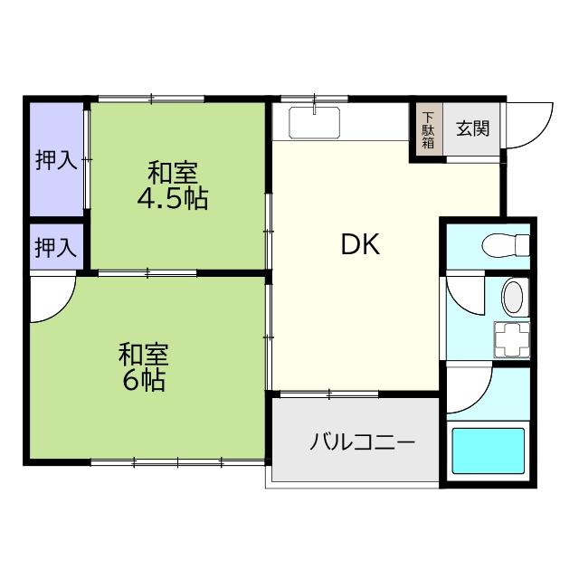リバーハイツ(2DK/2階)の間取り写真