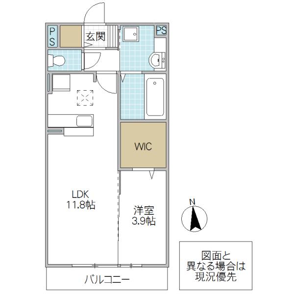 ハイライズ学園の森(1LDK/2階)の間取り写真