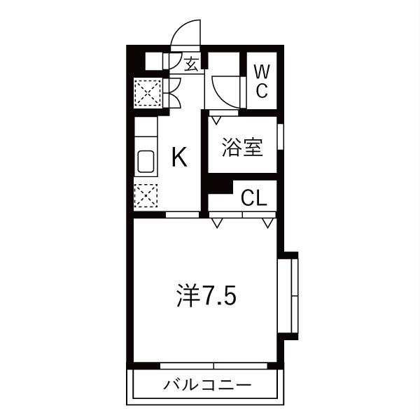 ヴィスタ(1K/2階)の間取り写真