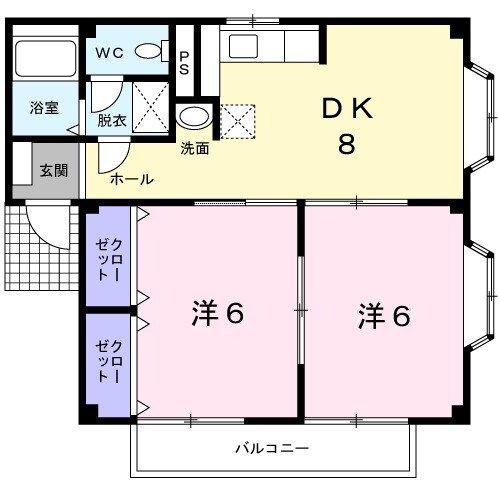 村の上ハイツVI(2DK/2階)の間取り写真