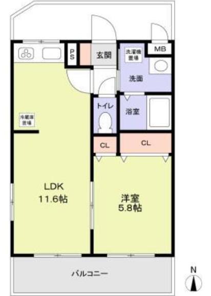 カーサ・ナビオプェンテ(1LDK/1階)の間取り写真