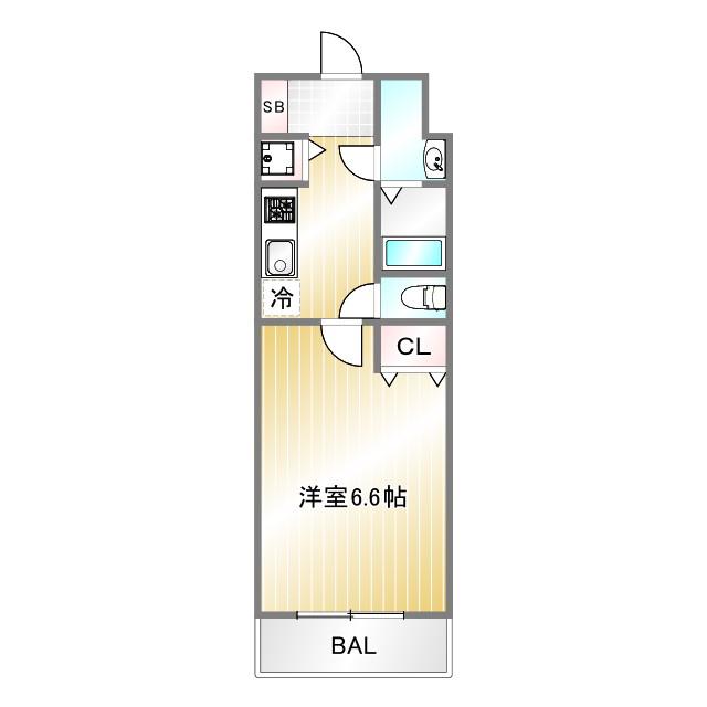 シャルマンフジ神戸芦原通(1K/2階)の間取り写真