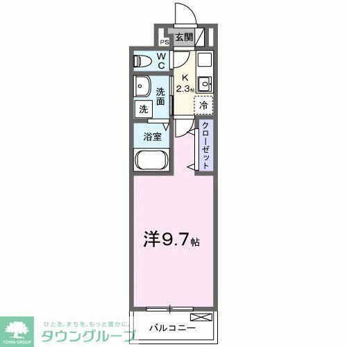 PRADERA吉川美南(1K/2階)の間取り写真