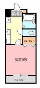 コートルネッサンス福岡(1K/2階)の間取り写真