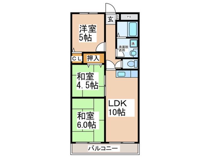 パラストオカザワ(3LDK/2階)の間取り写真