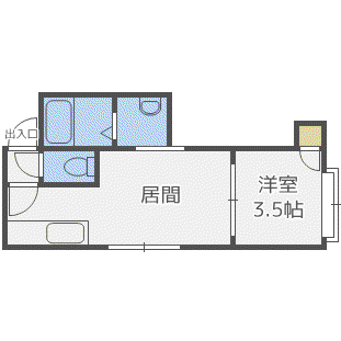 ブロードハイツI(1DK/3階)の間取り写真