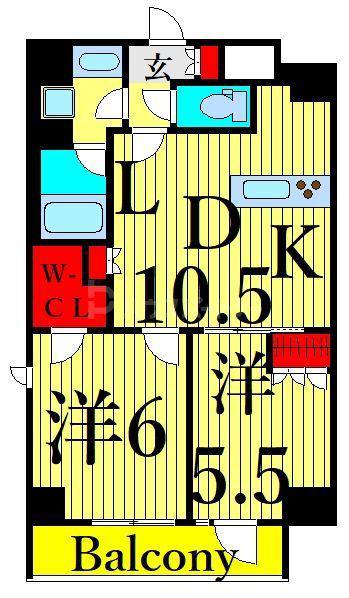 ドゥーエ日暮里(2LDK/8階)の間取り写真