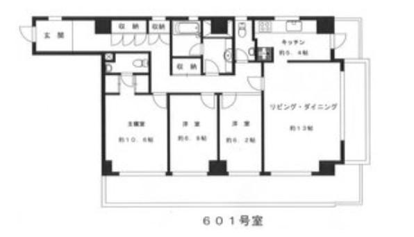 仙台坂オークヒルズ(3LDK/6階)の間取り写真