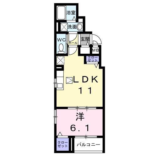 パーチェ エテルノII(1LDK/2階)の間取り写真