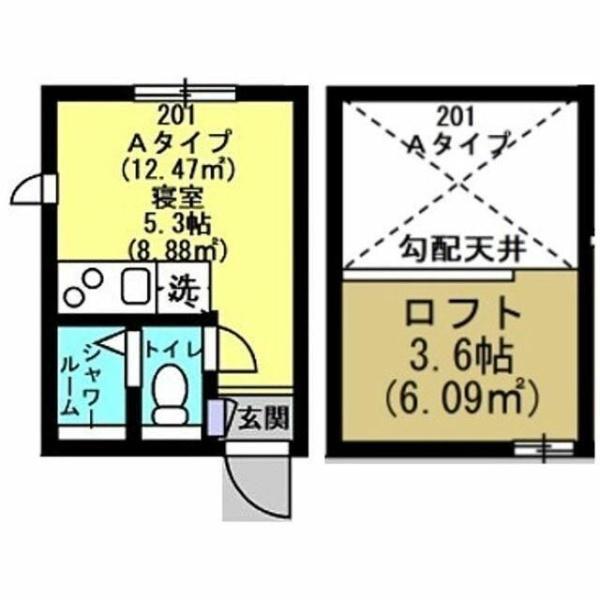 アンブランシュ大口A(ワンルーム/2階)の間取り写真