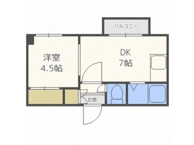 豊平コート(1DK/2階)の間取り写真