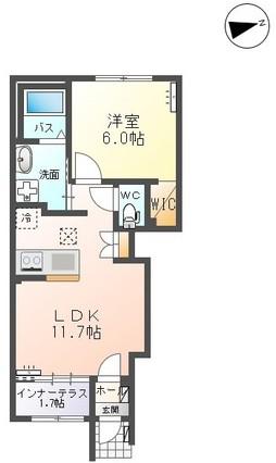 美田園1丁目アパート(1LDK/1階)の間取り写真