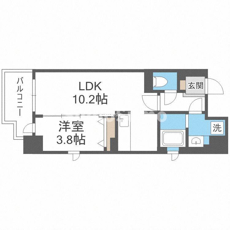 アヴェニール北浜(1LDK/8階)の間取り写真