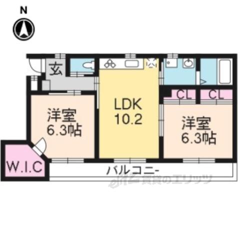 阪急嵐山線 松尾大社駅 徒歩6分 3階建 築12年(2LDK/1階)の間取り写真